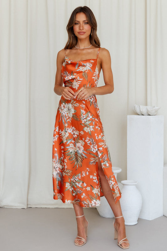 Heart In The Sun Midi Dress Orange