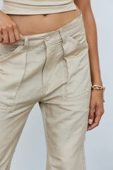 LIONESS Miami Vice Linen Pant Wheat