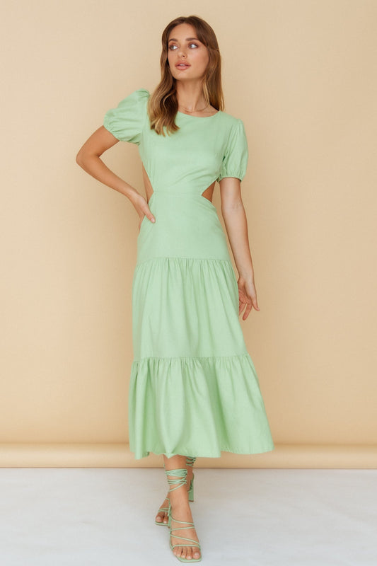 Flow Down Gently Midi Dress Green