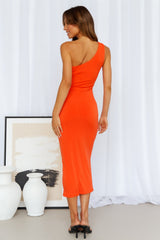 Snapping On Beat Midi Dress Orange