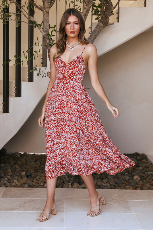 Sit Down Maxi Dress Rust