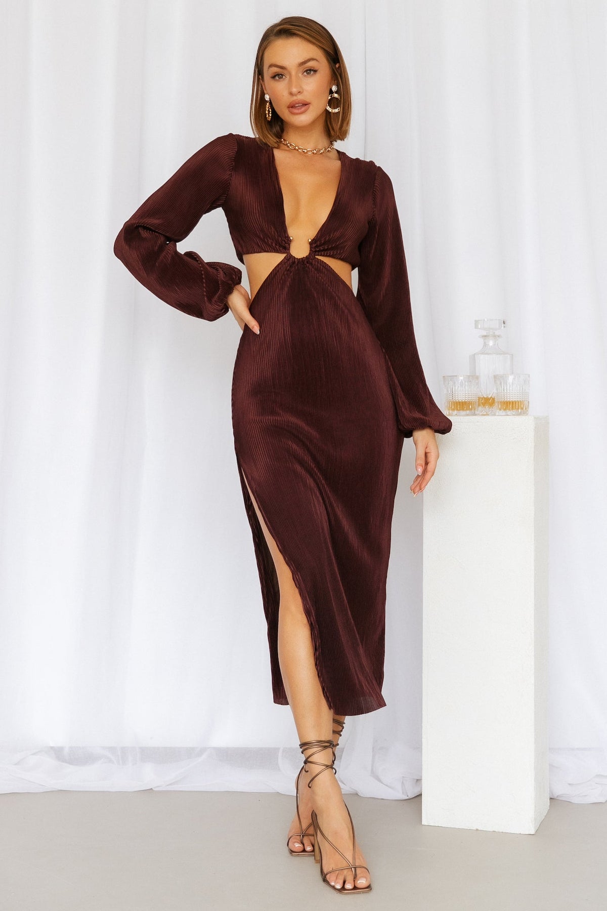 RUNAWAY Freja Midi Dress Chocolate