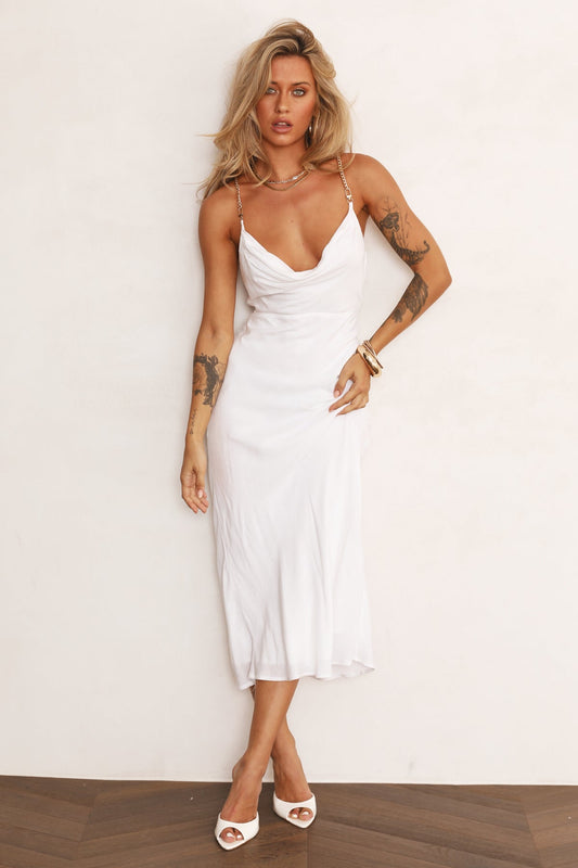 RUNAWAY Khalessi Midi Dress White