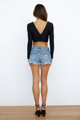 Cold Shoulder Crop Black