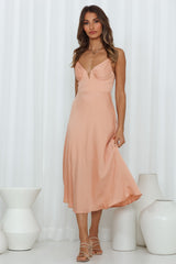 Private Kiss Midi Dress Peach