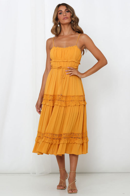 Place Of Dreams Midi Dress Mustard