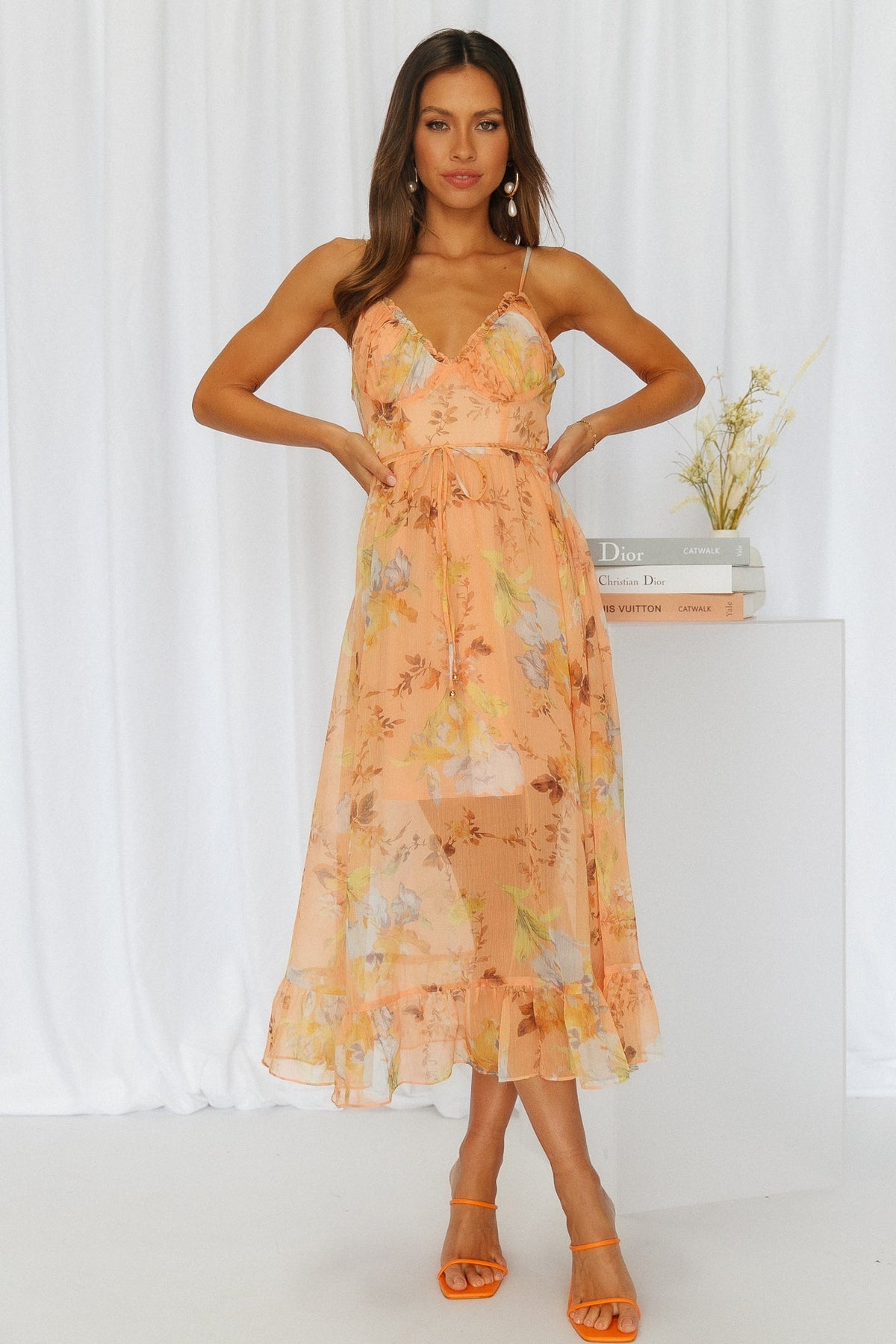 Ice Cream And Sprinkles Midi Dress Apricot