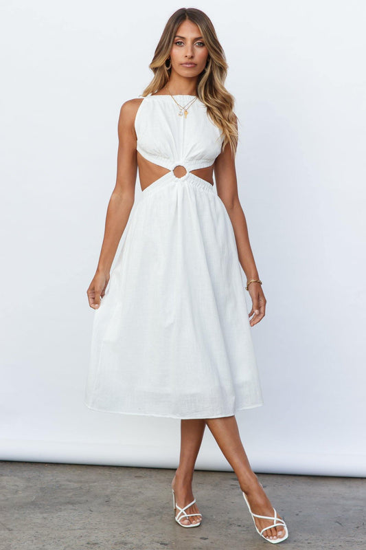 Find My Man Midi Dress White