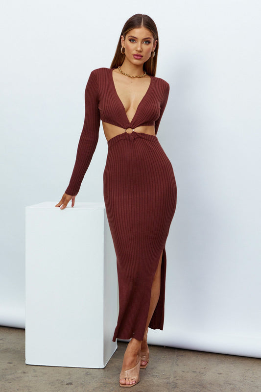 Roll Deep Midi Dress Brown