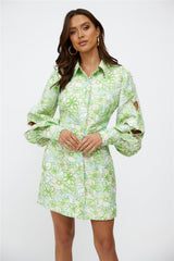 C/MEO Far Away Mini Dress Apple Green Floral