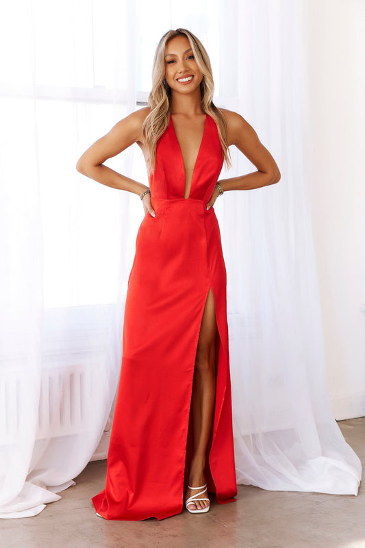 DEAR EMILIA Flair Of The Night Maxi Dress Red