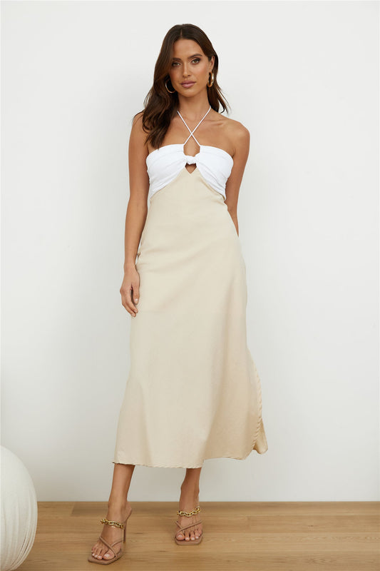 Wandering Heart Maxi Dress Beige