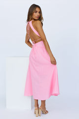 Chillin By The Beach Midi Dress Pink