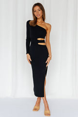 RUNAWAY Galina Knit Midi Dress Black