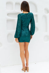 After Dark Sequin Dress Green