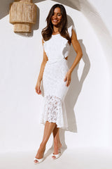 Keep It Lacey Midi Dress White