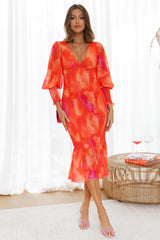 Taste Of Dusk Midi Dress Orange