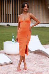 Lips Talking Midi Dress Orange