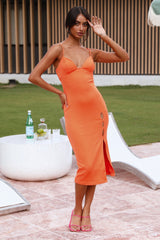 Lips Talking Midi Dress Orange