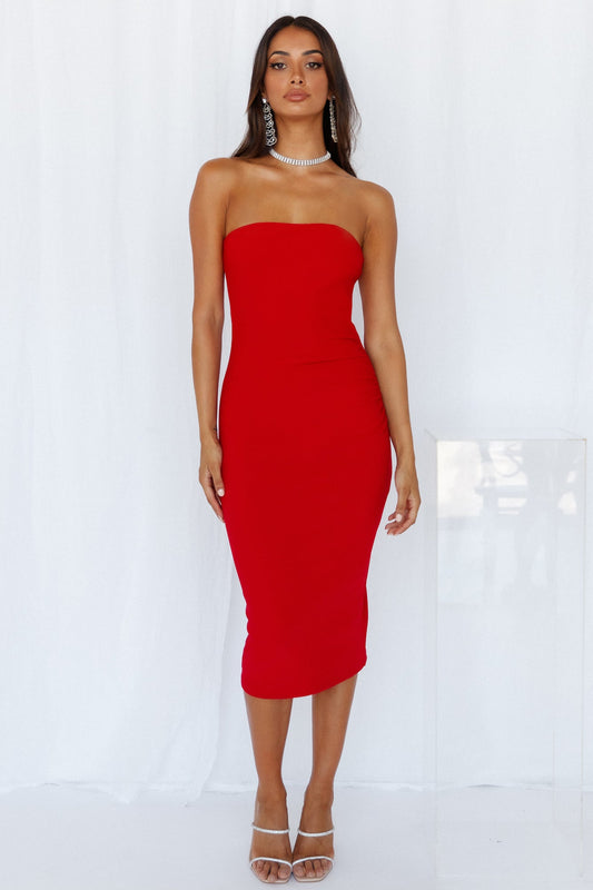 Let Me Say Midi Dress Red