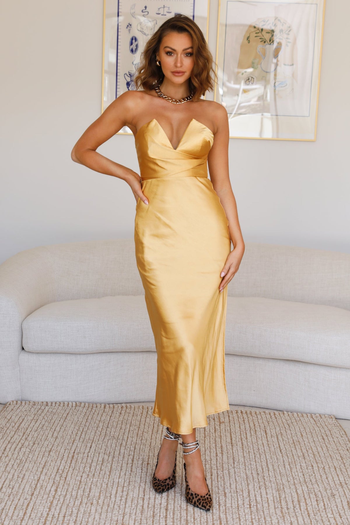 So Long Midi Dress Gold