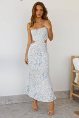 Wondering Away Midi Dress Light Blue