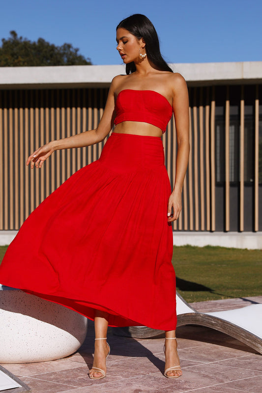 Call Me Away Maxi Skirt Red