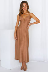 Summertime Hearts Maxi Dress Tan