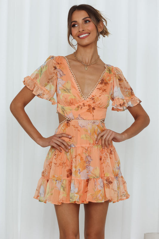 Destination Floral Dress Orange