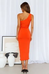 Snapping On Beat Midi Dress Orange