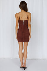 Replay Button Dress Brown