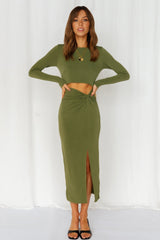 Oh My Goddess Midi Dress Olive