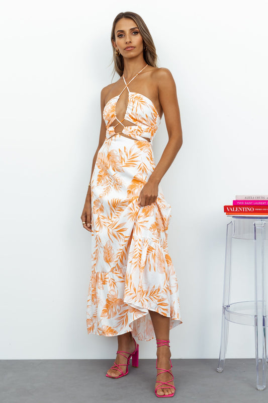 Sunset Lines Midi Dress Orange