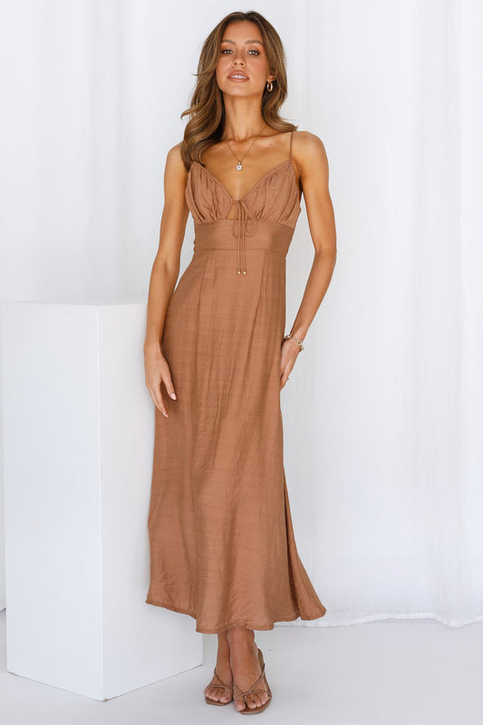 Summertime Hearts Maxi Dress Tan