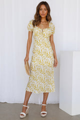 Dreaming In The Clouds Midi Dress Mustard