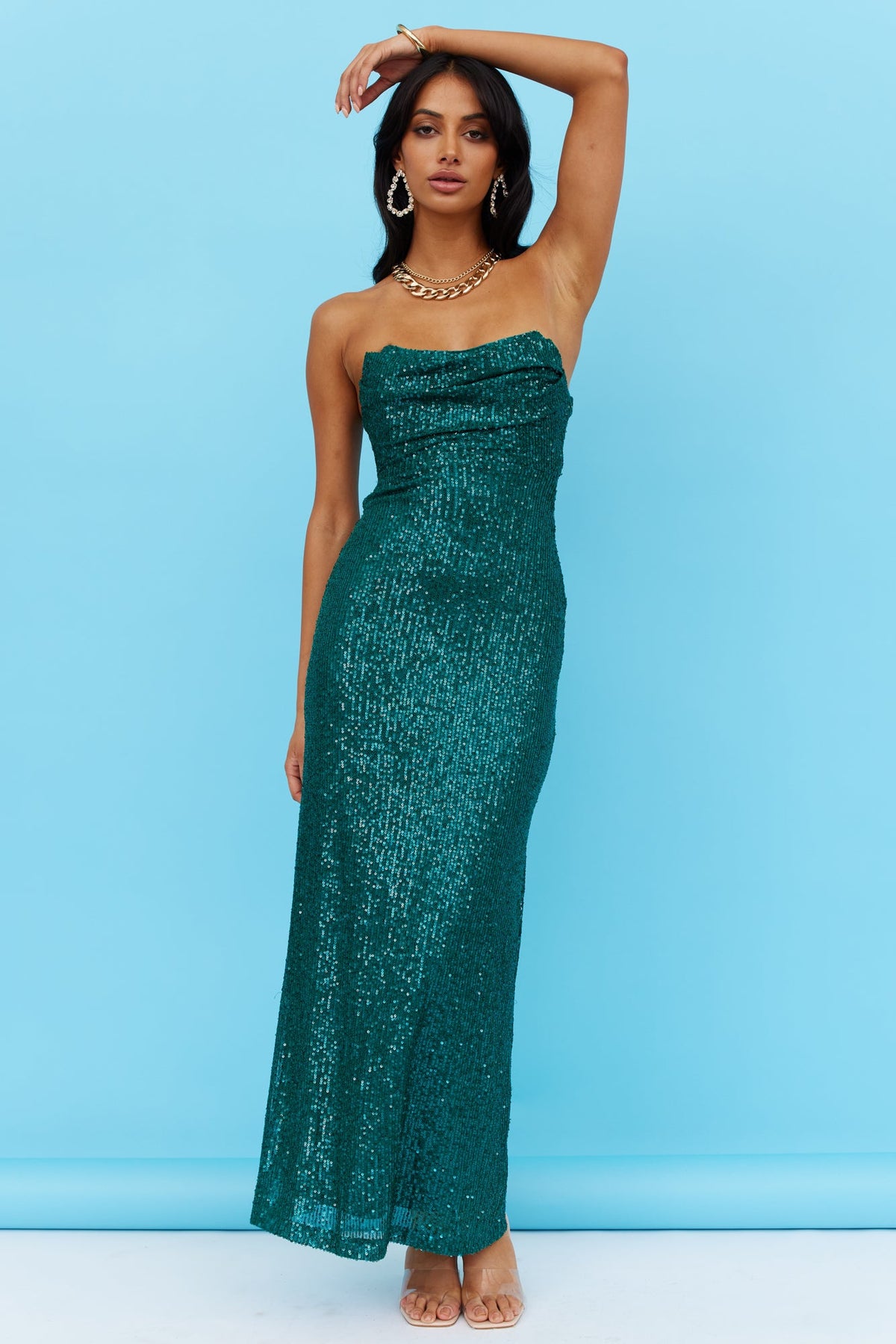 Finest Words Maxi Dress Green Sequin