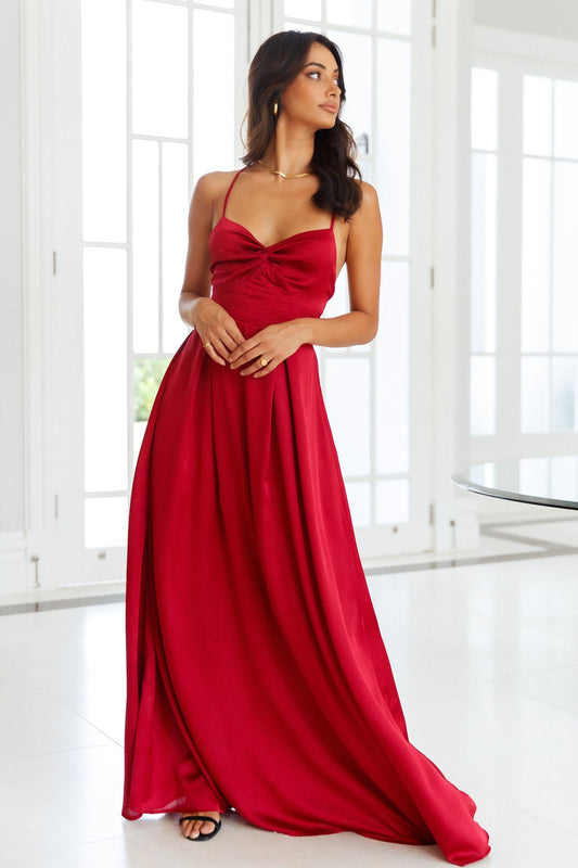 Drinks All The Time Maxi Dress Red