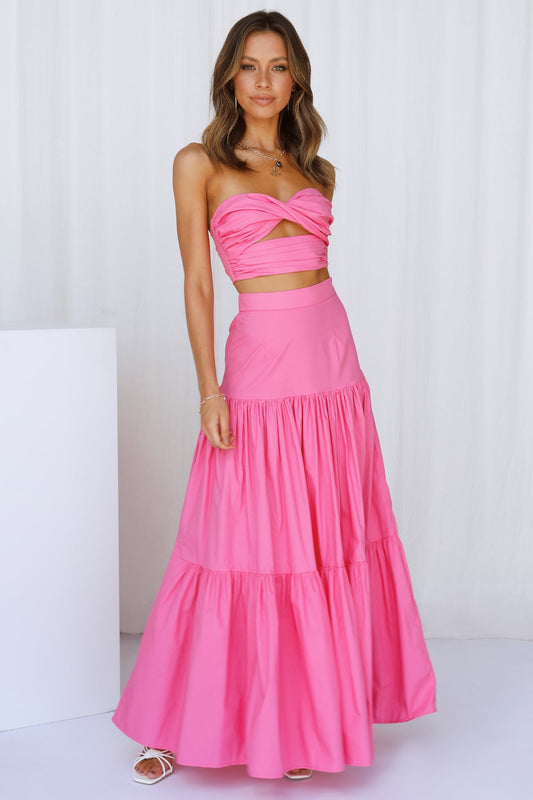 RUNAWAY Ayla Maxi Skirt Hot Pink