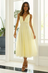 Summer Cinderella Midi Dress Lemon