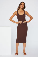 Insta Snaps Midi Dress Brown