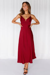 Private Kiss Midi Dress Cherry