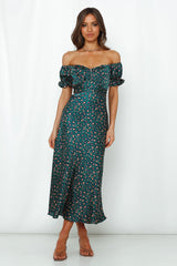 Spiced Ginger Medley Maxi Dress Green Leopard