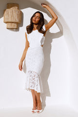 Keep It Lacey Midi Dress White