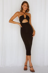 Sultry On The Scene Midi Dress Black