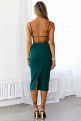 HELLO MOLLY Cant Afford Me Midi Dress Dark Green