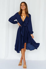 Talk Fast Midi Dress Navy