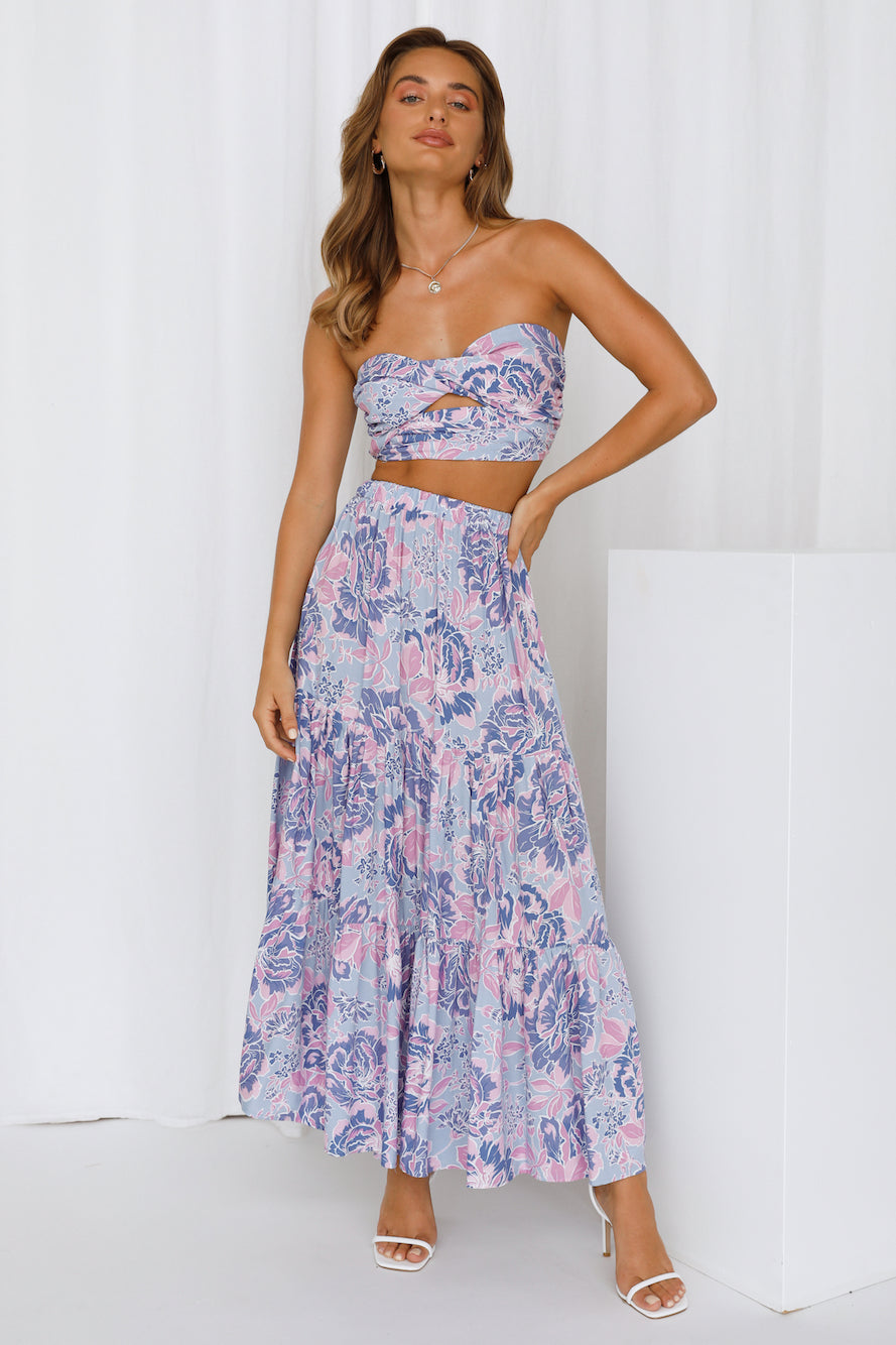 So Particular Maxi Skirt Light Blue