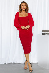 Brooklyn Love Midi Dress Red