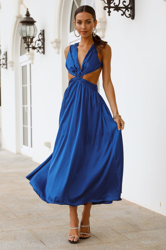 Lovely Travels Midi Dress Blue