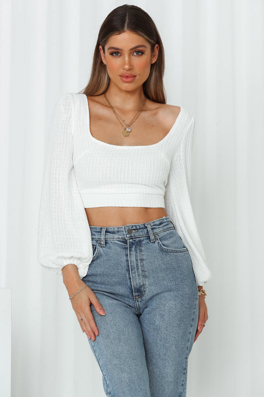 So Bothered Crop Top White